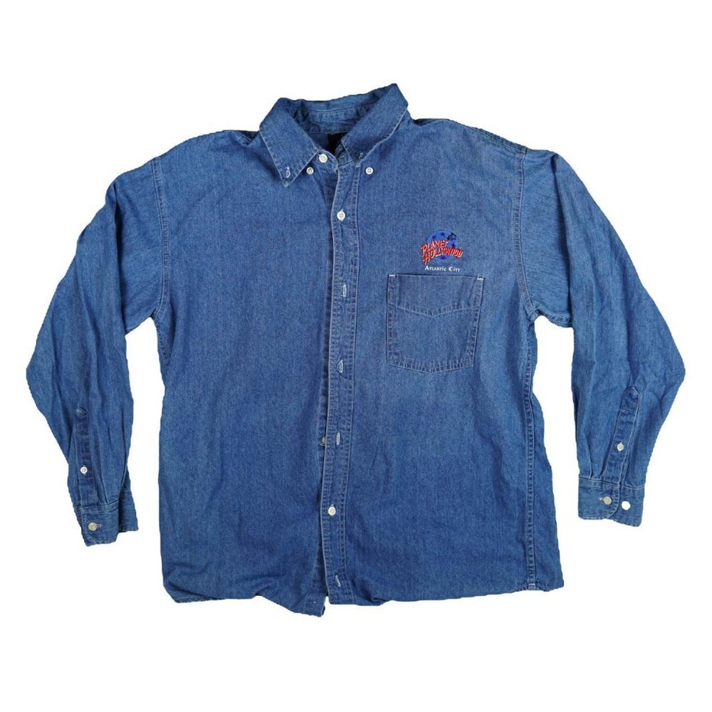Vintage 90s Planet Hollywood Embroidered Denim Shirt